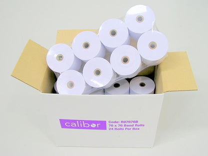 1 Ply BOND PAPER 76MM X 76MM 24 ROLLS/BOX